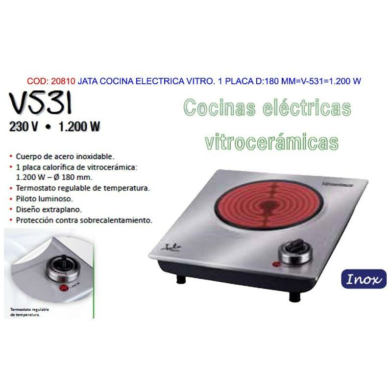 

jata cocina electrica vitro. 1 placa d 180 mm v-531 1.200 w - Mibricotienda