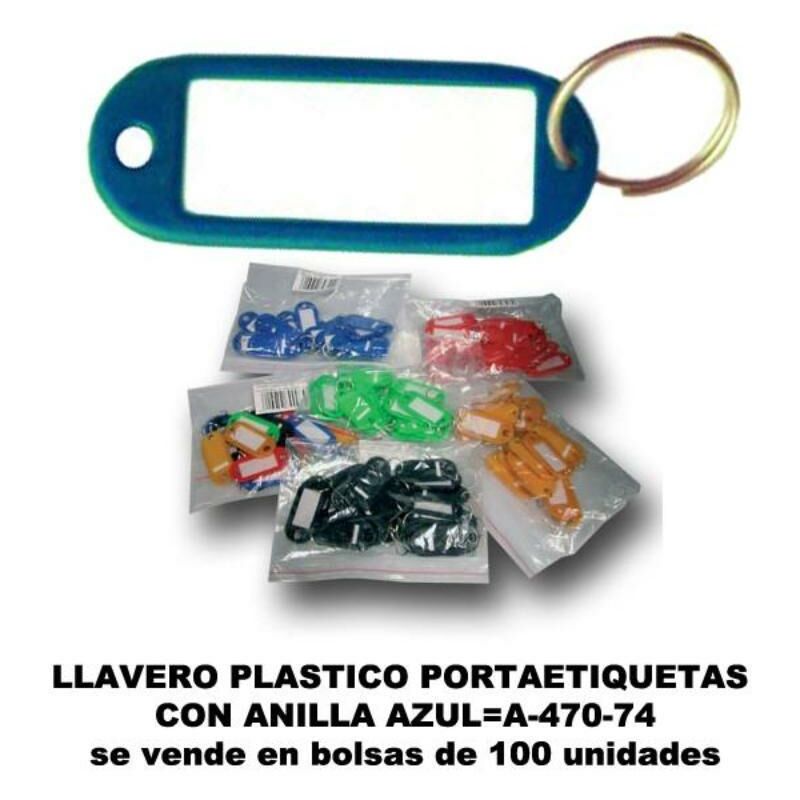 

MIBRICOTIENDA llavero plastico portaetiquetas 20x55mm+anilla azul a-470-74 (caja 100 unidades)