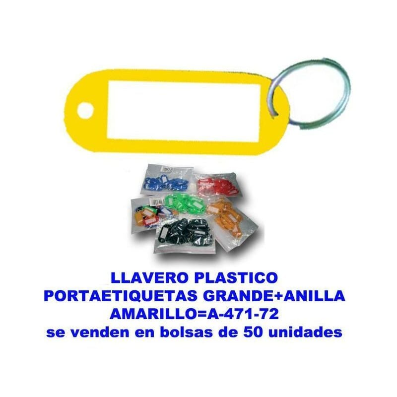 

MIBRICOTIENDA llavero plastico portaetiquetas gde.38x60mm+anilla amari. a47172 (caja 100 unidades)