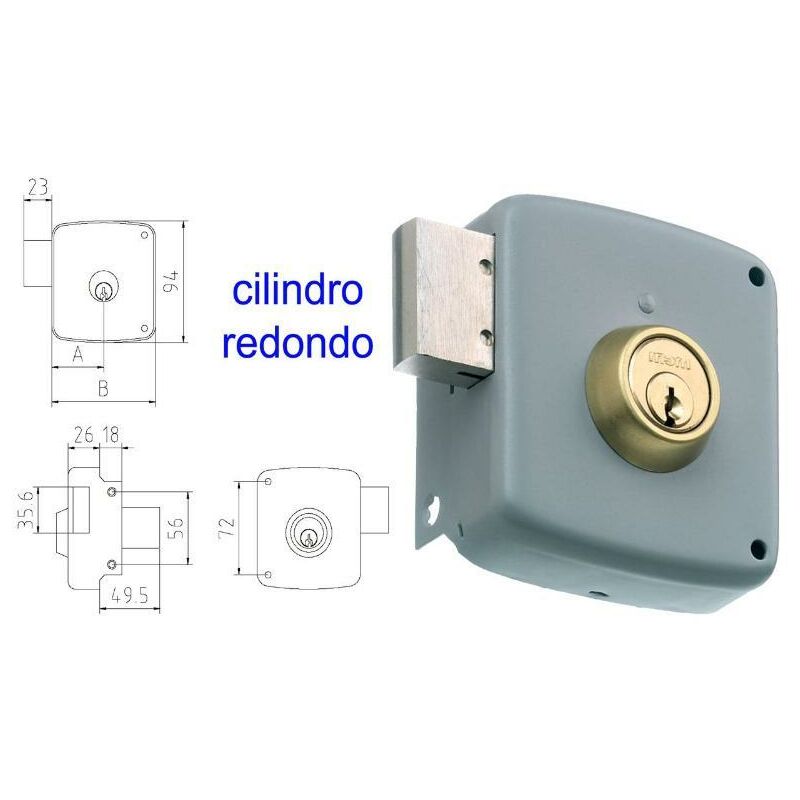 

MIBRICOTIENDA mcm cerradura sobreponer 2524pr- 80-dcha pintada cilindro redon