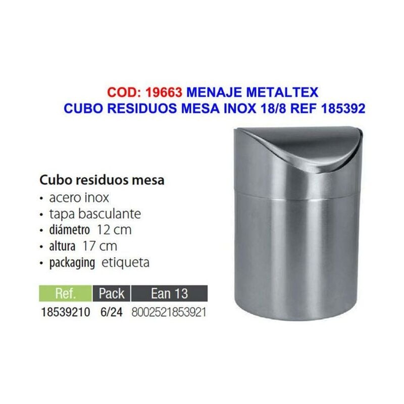 

MIBRICOTIENDA menaje metaltex cubo residuos mesa inox 18-8 ref 185392