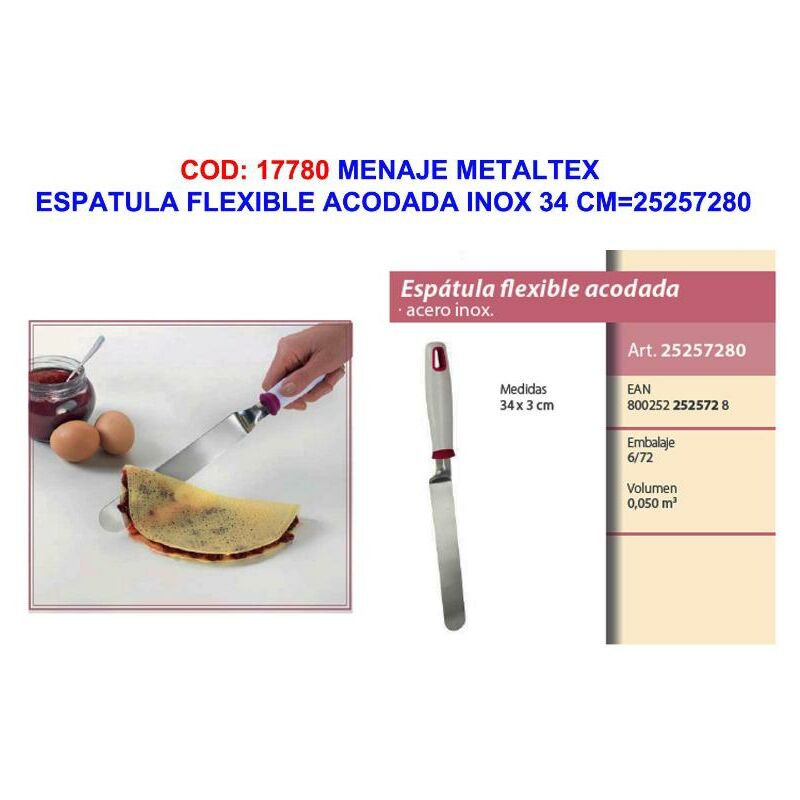 

menaje metaltex espatula flexible acodada inox 34 cm 25257280 - Mibricotienda