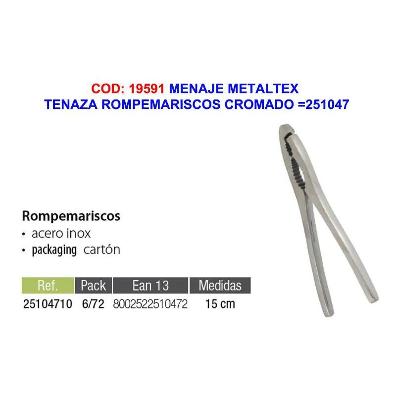 

menaje metaltex tenaza rompemariscos cromado 251047 - Mibricotienda