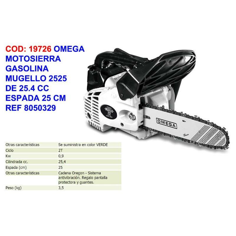

MIBRICOTIENDA omega motosierra gasolina mugello 2525 25.4 cc 8050329