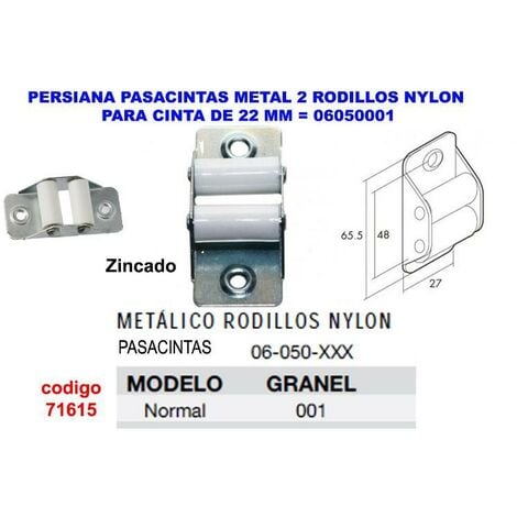Pasacintas Persiana Compacto Rodillo Metal Cinta Hasta 20 mm.