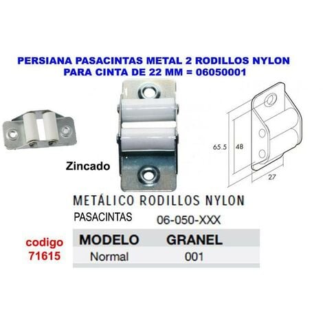 Pasacintas Persiana Zincado Rodillo Nylon Cinta 22 mm. WOLFPACK LINEA  PROFESIONAL