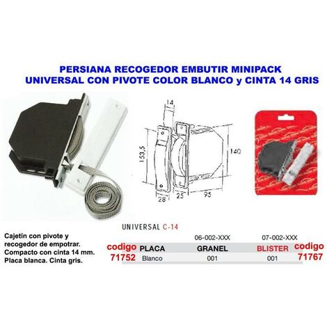 Recogedor de cinta de persiana Minipack (Empotrado, Anchura de la correa:  18 mm)