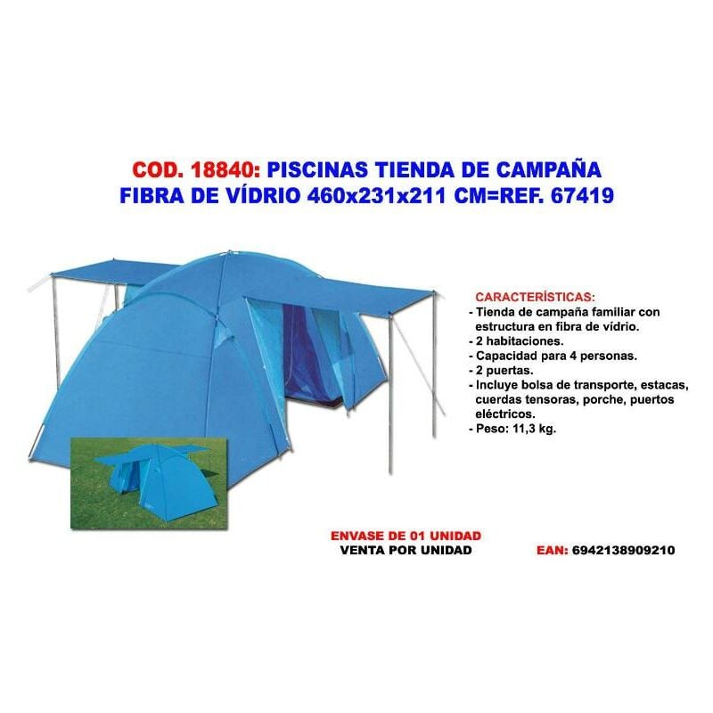 

piscinas tienda de campaña fibra de vidrio 460x231x211 cm 67419 - Mibricotienda