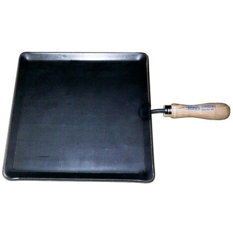 MIBRICOTIENDA plancha asar acero 4 mm con 1 mango de madera 25 x 20