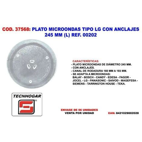 Plato microondas universal 24,5cm Teka, Lg, Panasonic (245mm)