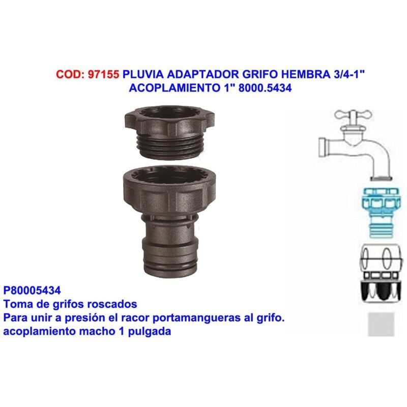

pluvia-gf adaptador grifo hembra 3-4-1 acoplamiento 1 5434 - Mibricotienda