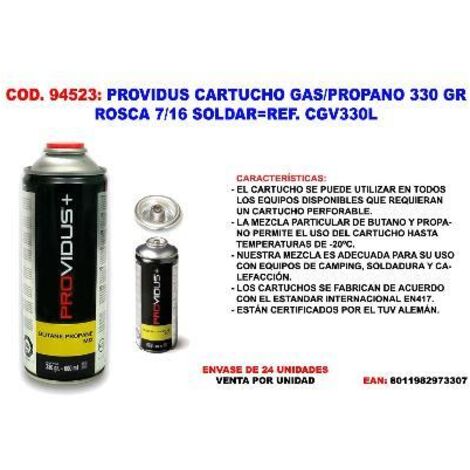 MIBRICOTIENDA providus cartucho gas-propano 330 gr rosca 7-16 soldar cgv330l