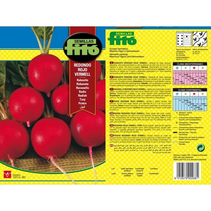 

semillas fito horticolas rabanito r.rojo vermell 00268 (caja 10 unidades) - Mibricotienda