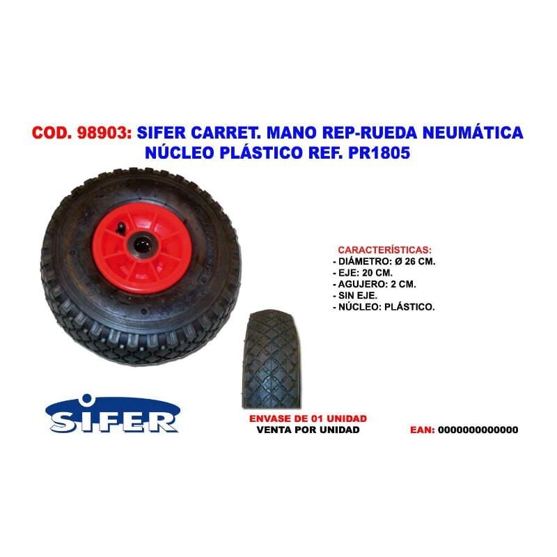 

sifer carret.mano rueda neumat nucleo plastico 260x75mm eje 20 - Mibricotienda