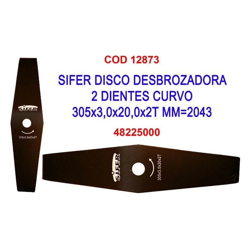 

sifer disco desbrozadora 2 dientes curvo 305x3,0x20,0x2t mm 2043 - Mibricotienda