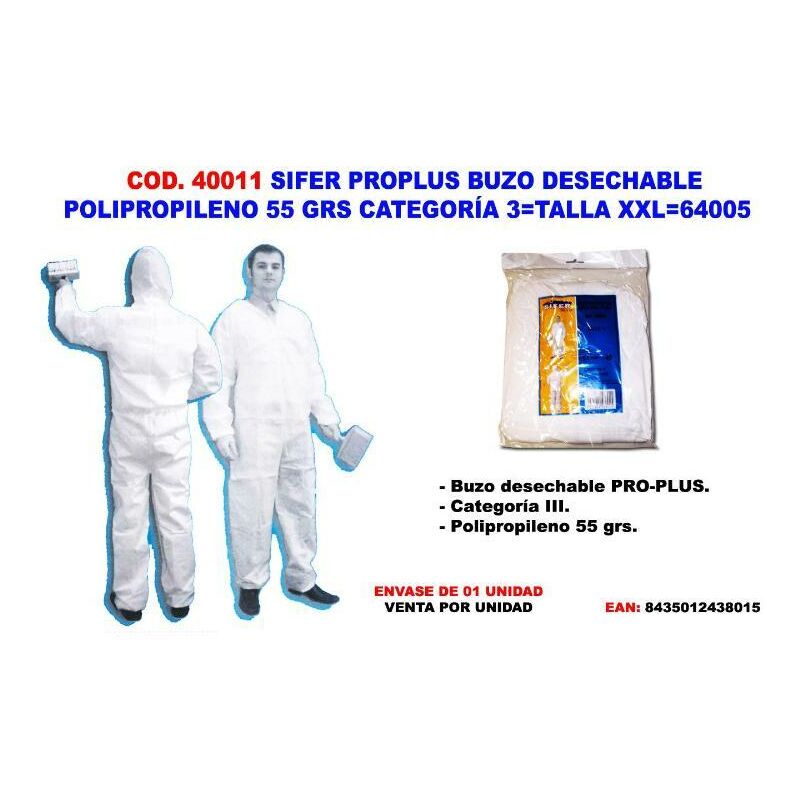 

sifer traje protec buzo desecha polip.55gr cat 3 fitos.xxl 64005 - Mibricotienda