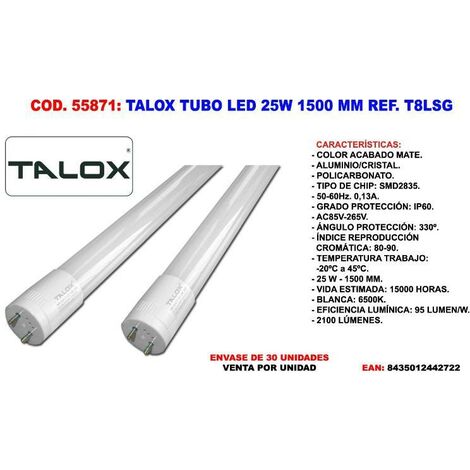 Tubo LED T8 10W 1200Lm 6000ºK 60Cm Cabeza Rotatoria 60.000H  [GR-T8RDDG10W-O-CW]