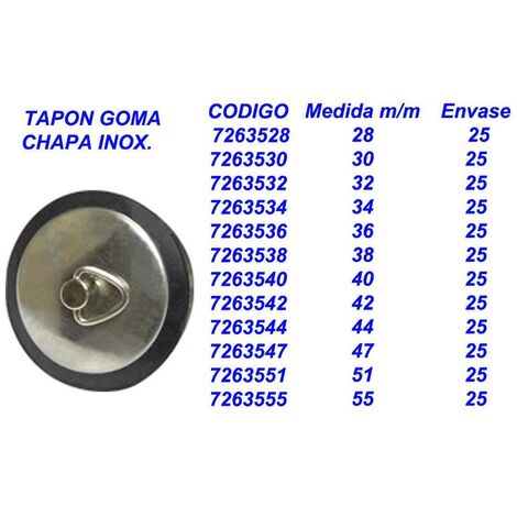 MIBRICOTIENDA tapon lavabo goma caucho 47 con chapa inox 7263547