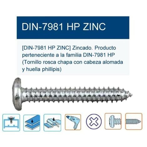 C-H A 2 VE=K 100 unidades Tornillos de chapa DIN 7981 A 2 2,2 x 6,5