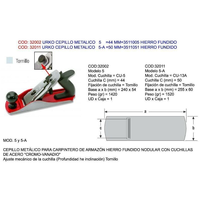 

urko cepillo metalico 5 240x54 mm 3511005 hierro fundido - Mibricotienda