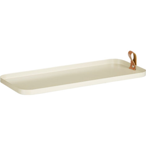 Mica Cadiz Tablett Cadiz rechteck beige aus Eisen 39,5 x 16,5 cm Dekorative Platte