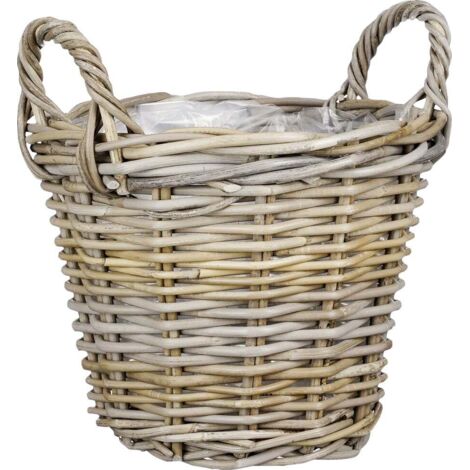 Mica Decorations Korb Marcia Rattan Ø 30 x 23 cm grau Topf