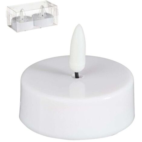 Mica Decorations LED Teelicht batteriebetrieben weiß Ø 6 x 5 cm warmweiß 2 Stück LED-Kerze