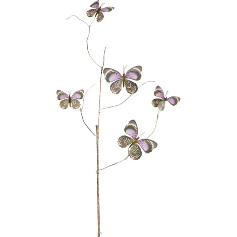 Mica Decorations Zweig mit Schmetterlingen 2 x 94 x 8 cm violett Ast, Stängel & Zweig