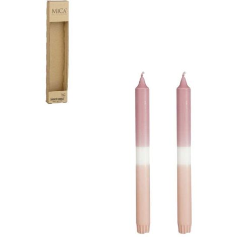 Mica Spitzkerzen Dip-dye Stearin rosa 2 Stück 2,2 x 25 cm Kerzen