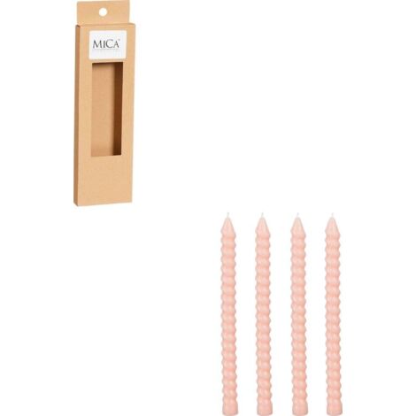 Mica Twist Kerze rosa 4 Stück Stab-/Tafelkerze