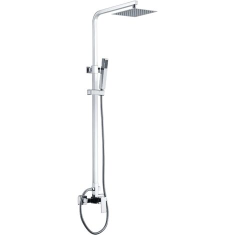 Mice - Conjunto Columna de ducha Monomando con barra extensible - Barra de ducha con Rociador y mango - Griferia de baño color Cromo