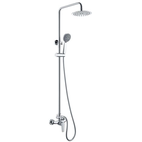 Mice - Conjunto Columna de ducha Monomando con barra extensible - Barra de ducha con Rociador y mango - Griferia de baño color Cromo