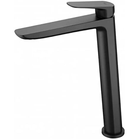 Mice - Grifo mezclador para lavabo monomando con caño alto - Griferia alto para baño color negro mate