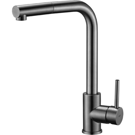 Mice - Robinet de cuisine à poignée unique avec douche extractible, robinet d'évier, noir pistolet métal GCE006/BGM