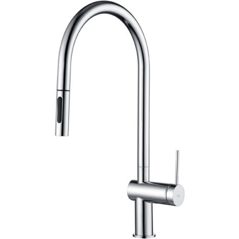 Mice - Robinet de cuisine monocommande amovible - Robinet d'évier monocommande avec système d'économie d'énergie - Couleur Chrome