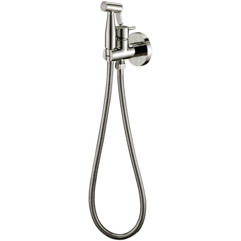 Mice - Rubinetto per bidet monocomando a scomparsa in ottone - Doccia igienica monocomando e incasso Rubinetto per bidet ad incasso Nichel Spazzolato