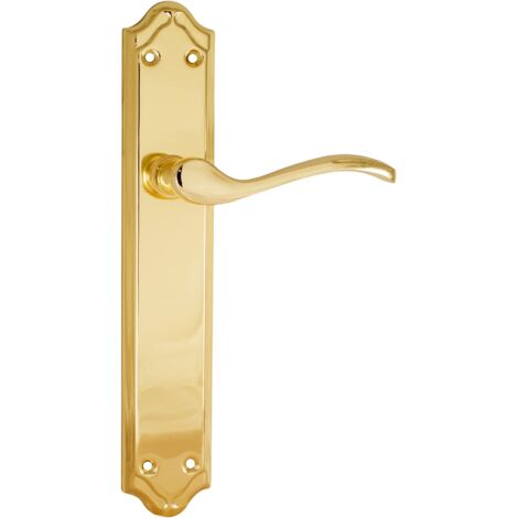Micel - 01666 - Set di maniglia per porta con piastra in acciaio e maniglia in alluminio, finitura ottonata, 250 x 45 mm.