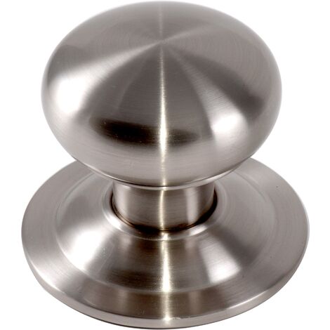 MICEL - 11904 - Pomello liscio per porte d'ingresso, rotondo, finitura in acciaio inox, pomello attaccato alla piastra, diametro ø 70 mm, Tipo di montaggio Imbullonato, Incluso: Pomello + piastra