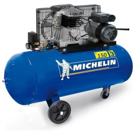 Michelin – Compresseur à courroie 150L – 3 CV – 10 bars – Débit d'air 350 L/min – Moteur 2850 tr/min – Performance optimale pour chantiers