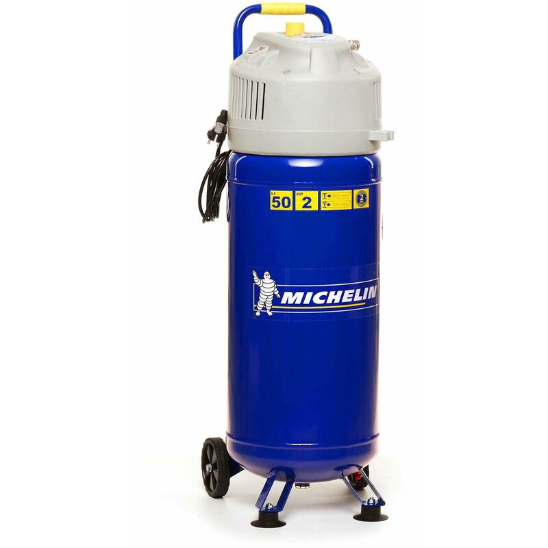 Image of Michelin - Compressore d'Aria Verticale MVX50/2, Compressore Aria Oil-Free 50 Litri, Manometro, Pressione Massima 10 Bar, Ruote per Trasporto,