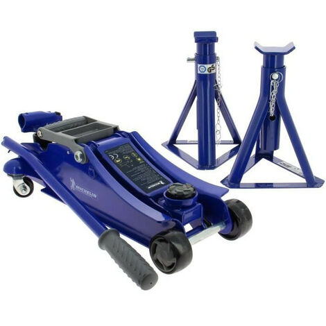 Michelin – Cric hydraulique rouleur 1800 kg – Hauteur de levage 105 à 350 mm – Inclus 2 chandelles fixes 2000 kg – Pour véhicules légers