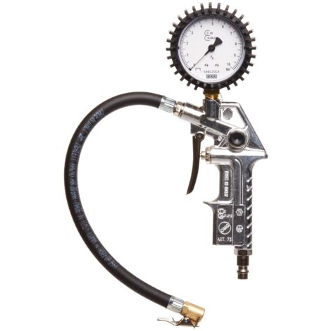 Michelin Gonfiagomme con Manometro per Compressore, Pistola Gonfiaggio Pneumatici Omologata con Tubo Flessibile, Manometro, Pressione Max 10 Bar