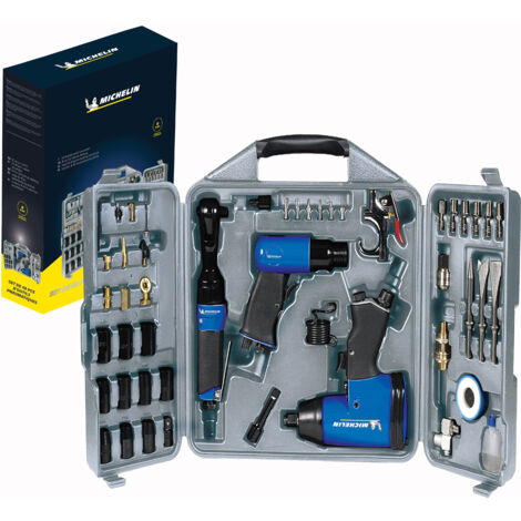 Michelin – Kit d'accessoires pneumatiques pour compresseur – Clé à choc 1/2 345 Nm – Clé à cliquet 3/8 40 Nm – Marteau burineur 4500 coups/min