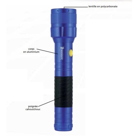Michelin – Lampe torche LED aluminium 97lm Ø 55x260mm – Étanchéité IP44 – 3 modes d'éclairage – Poignée en caoutchouc pour confort - M40L23