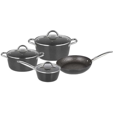 Michelino 7 tlg Edelstahl Kochgeschirr Induktion 18/10 Edelstahl Kochtopf Topf Set Deckel Pfanne Gastronomie