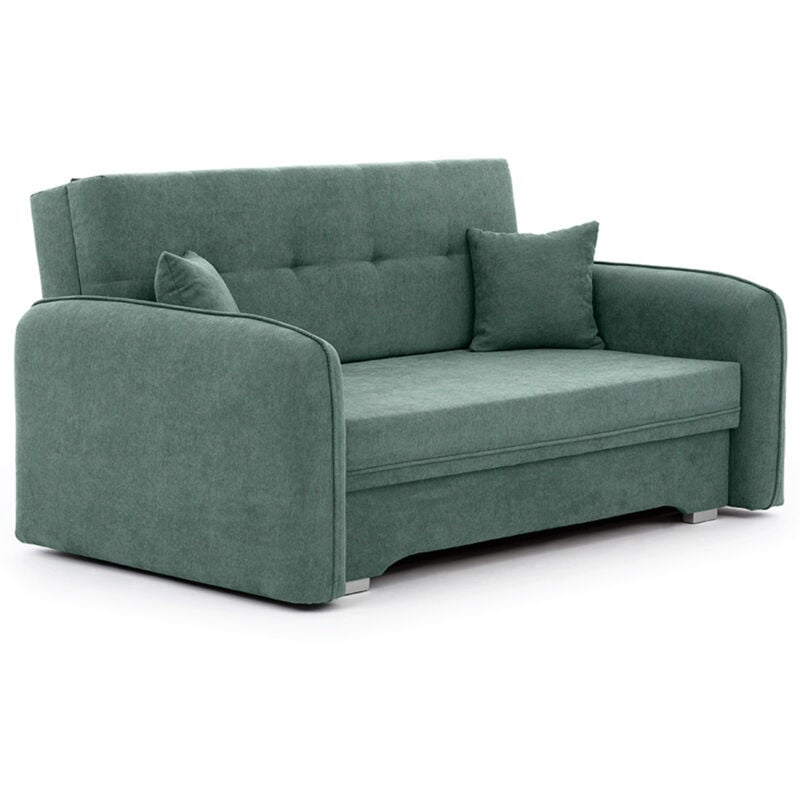 Bestmobilier - Michelle - canapé droit 3 places convertible avec coffre en velours - vert