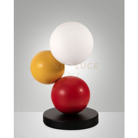 MICKY LAMPADA DA TAVOLO  GIALLO/ROSSO/NERO 1 LUCE IN METALLO VETRO LEGNO ATTACCO G9 INCLUSA DIMMERABILE