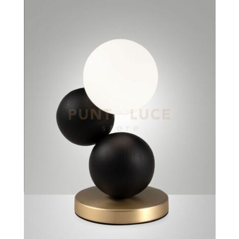 MICKY LAMPADA DA TAVOLO NERA 1 LUCE IN METALLO VETRO LEGNO ATTACCO G9 INCLUSA DIMMERABILE