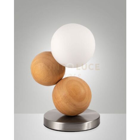MICKY LAMPADA DA TAVOLO QUERCIA 1 LUCE IN METALLO VETRO LEGNO ATTACCO G9 INCLUSA DIMMERABILE