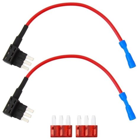 Micro-3-Sicherungsadapter, 12-V-erweiterbare Flachsicherungshalter für Unterwasserbeleuchtung, Innenraum-LEDs und Autozubehör, 2er-Pack (10 A)